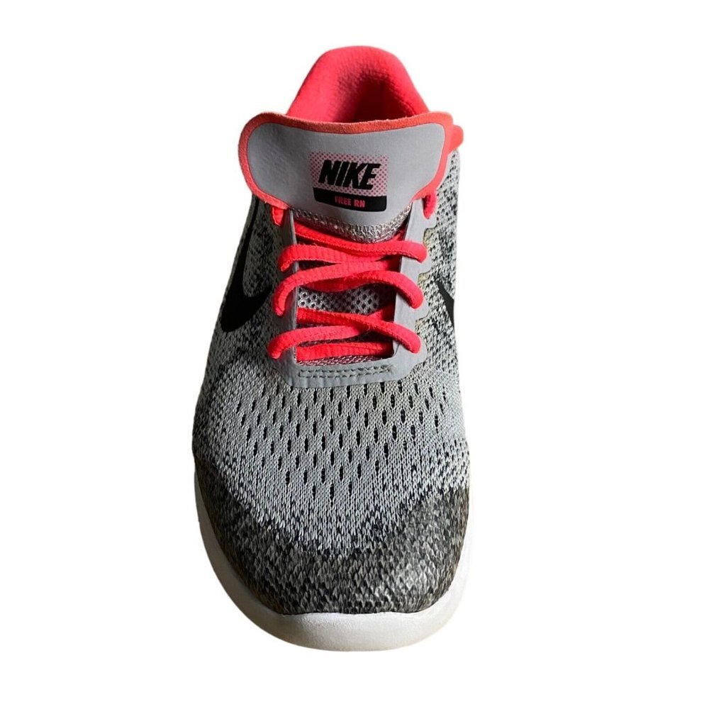 Nike Free Run 2017 Youth Girls' Wolf Grey Pink Running Shoes - Picture 2 of 8